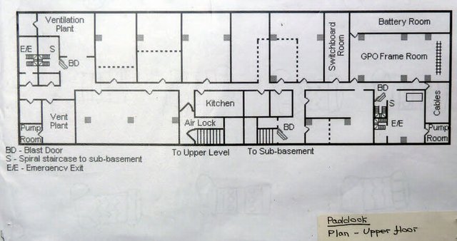 Picture of the upper floor plan of Churchill undeground bunker.