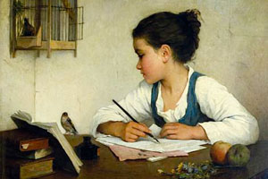 'A Girl Writing' by Henriette Browne, Museum of Childhood, London.