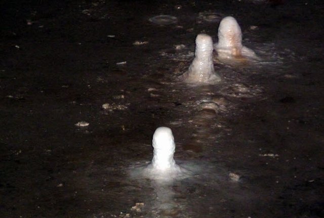 Picture of stalagmites on the bunker's floor.