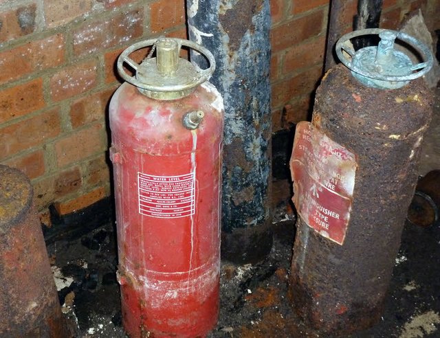 Picture of fire extinguishers in Churchill's undeground bunker.