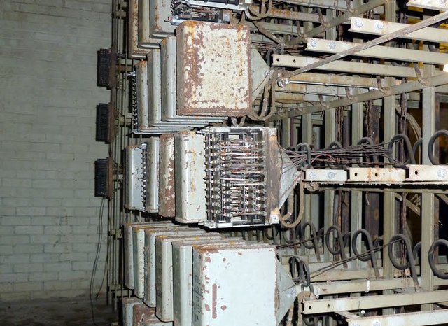Picture of the telephone exchange rack in Churchill's undeground bunker.