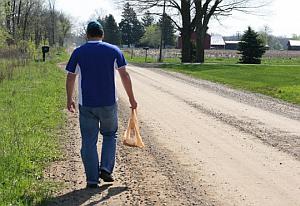 Picture of a mushroom hunter.